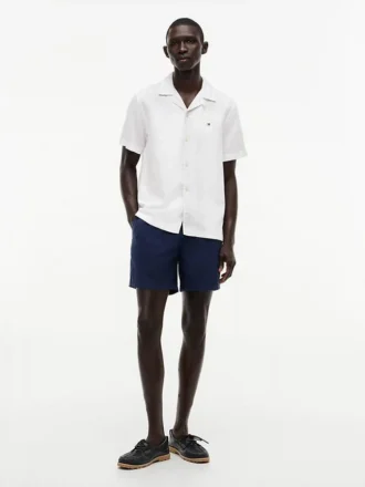 Camisa de acampamento em algodão e linho com corte regular