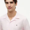 Camisa de acampamento em algodão e linho com corte regular Camisa de acampamento em algodão e linho com corte regular