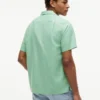 Camisa de acampamento em algodão e linho com corte regular Camisa de acampamento em algodão e linho com corte regular