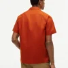 Camisa de acampamento em algodão e linho com corte regular Camisa de acampamento em algodão e linho com corte regular