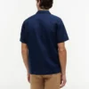 Camisa de acampamento em algodão e linho com corte regular Camisa de acampamento em algodão e linho com corte regular