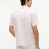 Camisa de acampamento em algodão e linho com corte regular Camisa de acampamento em algodão e linho com corte regular