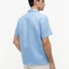 Camisa de acampamento em algodão e linho com corte regular Camisa de acampamento em algodão e linho com corte regular