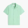 Camisa de acampamento em algodão e linho com corte regular Camisa de acampamento em algodão e linho com corte regular