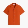 Camisa de acampamento em algodão e linho com corte regular Camisa de acampamento em algodão e linho com corte regular