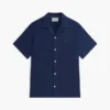 Camisa de acampamento em algodão e linho com corte regular Camisa de acampamento em algodão e linho com corte regular