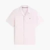Camisa de acampamento em algodão e linho com corte regular Camisa de acampamento em algodão e linho com corte regular