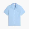 Camisa de acampamento em algodão e linho com corte regular Camisa de acampamento em algodão e linho com corte regular