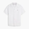 Camisa de acampamento em algodão e linho com corte regular Camisa de acampamento em algodão e linho com corte regular