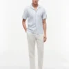 Camisa de acampamento em mistura de algodão e linho às riscas Camisa de acampamento em mistura de algodão e linho às riscas