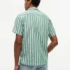 Camisa de acampamento em mistura de algodão e linho às riscas Camisa de acampamento em mistura de algodão e linho às riscas
