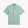 Camisa de acampamento em mistura de algodão e linho às riscas Camisa de acampamento em mistura de algodão e linho às riscas