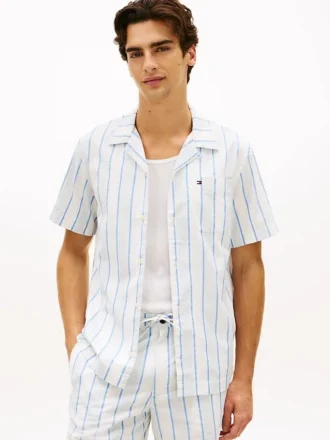 Camisa de acampamento às riscas com corte regular