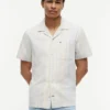 Camisa de acampamento às riscas com corte regular Camisa de acampamento às riscas com corte regular