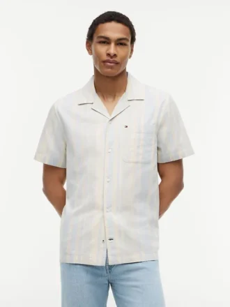 Camisa de acampamento às riscas com corte regular