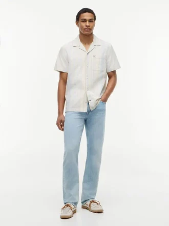 Camisa de acampamento às riscas com corte regular