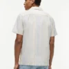 Camisa de acampamento às riscas com corte regular Camisa de acampamento às riscas com corte regular