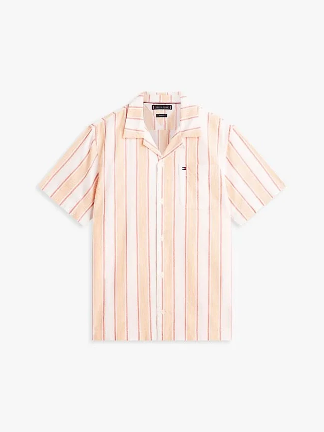 Camisa de acampamento às riscas com corte regular Camisa de acampamento às riscas com corte regular