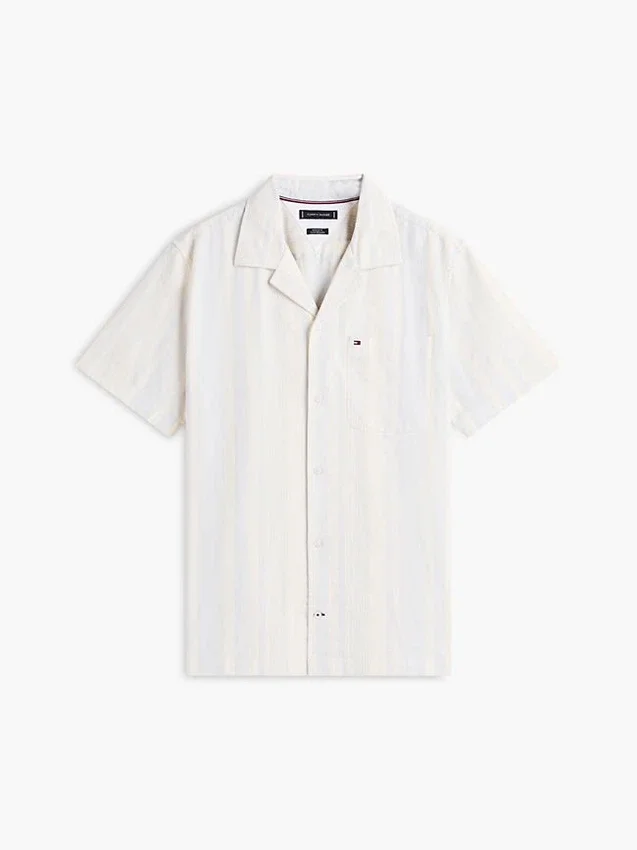 Camisa de acampamento às riscas com corte regular Camisa de acampamento às riscas com corte regular