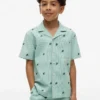 Camisa de acampamento às riscas com logótipo monograma para criança