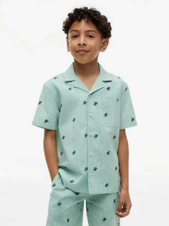 Camisa de acampamento às riscas com logótipo monograma para criança