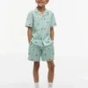 Camisa de acampamento às riscas com logótipo monograma para criança