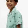 Camisa de acampamento às riscas com logótipo monograma para criança