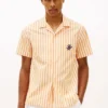 Camisa de acampamento às riscas com toque de papel Camisa de acampamento às riscas com toque de papel