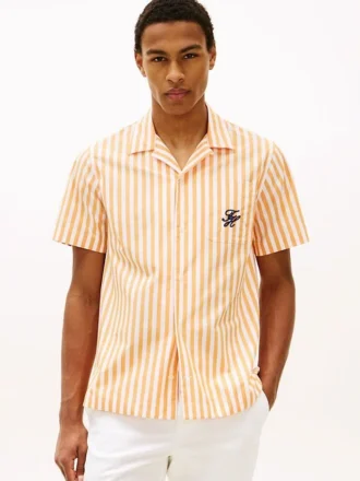 Camisa de acampamento às riscas com toque de papel