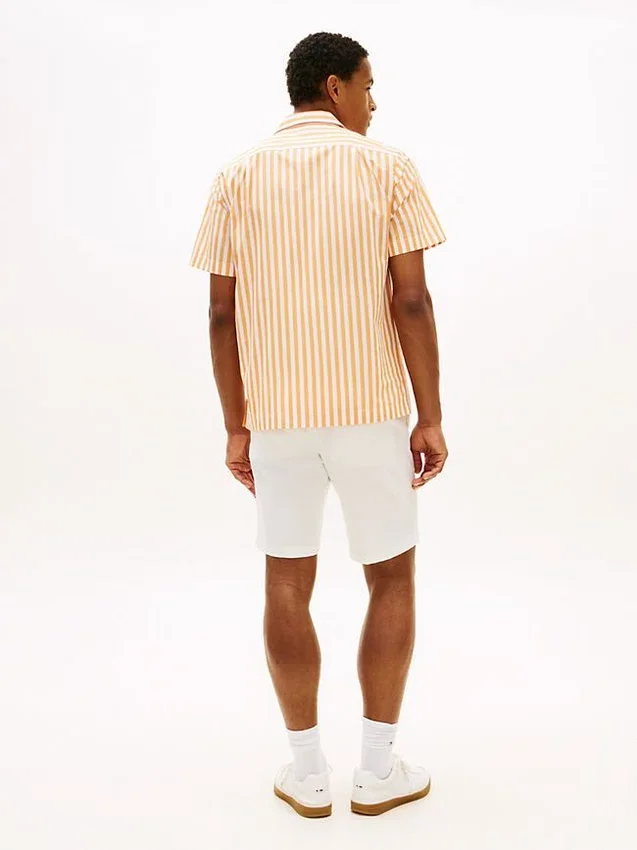 Camisa de acampamento às riscas com toque de papel Camisa de acampamento às riscas com toque de papel