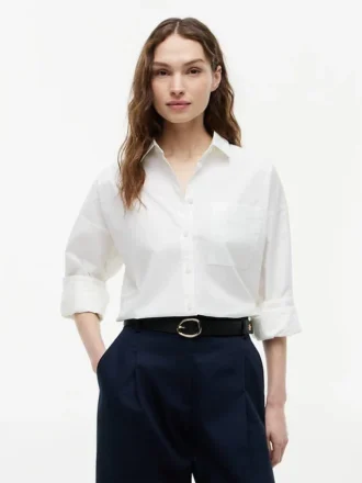 Camisa de algodão de corte descontraído