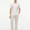 Camisa de algodão e linho às riscas com corte regular Camisa de algodão e linho às riscas com corte regular