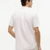 Camisa de algodão e linho às riscas com corte regular Camisa de algodão e linho às riscas com corte regular