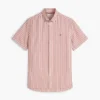Camisa de algodão e linho às riscas com corte regular Camisa de algodão e linho às riscas com corte regular