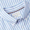 Camisa de algodão e linho às riscas com corte regular Camisa de algodão e linho às riscas com corte regular