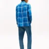 Camisa de algodão slub xadrez com corte descontraído Camisa de algodão slub xadrez com corte descontraído