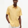 Camisa de calções em mistura de linho, corte regular Camisa de calções em mistura de linho, corte regular