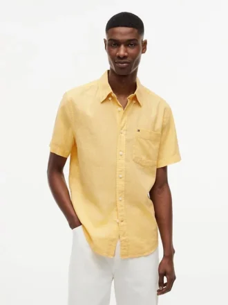 Camisa de calções em mistura de linho, corte regular