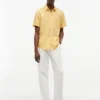 Camisa de calções em mistura de linho, corte regular Camisa de calções em mistura de linho, corte regular