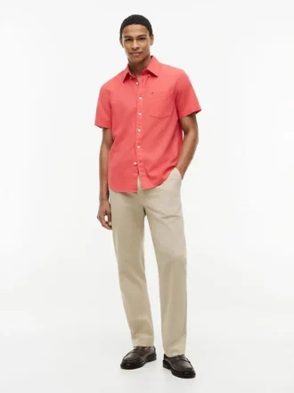 Camisa de calções em mistura de linho, corte regular