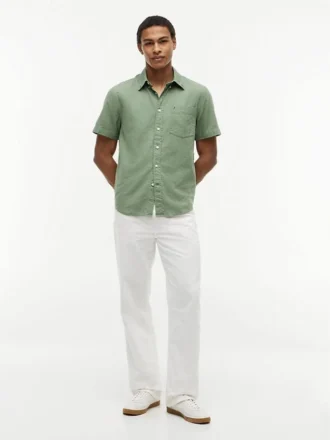 Camisa de calções em mistura de linho, corte regular