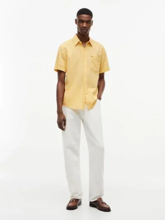 Camisa de calções em mistura de linho, corte regular