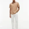Camisa de calções em mistura de linho, corte regular Camisa de calções em mistura de linho, corte regular