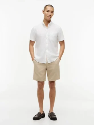 Camisa de calções em mistura de linho, corte regular