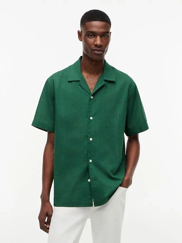 Camisa de campismo com padrão xadrez clássico Camisa de campismo com padrão xadrez clássico