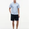 Camisa de campismo às riscas com toque de papel Camisa de campismo às riscas com toque de papel