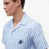 Camisa de campismo às riscas com toque de papel Camisa de campismo às riscas com toque de papel