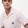 Camisa de campismo às riscas com toque de papel Camisa de campismo às riscas com toque de papel