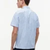 Camisa de campismo às riscas com toque de papel Camisa de campismo às riscas com toque de papel