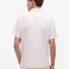 Camisa de campismo às riscas com toque de papel Camisa de campismo às riscas com toque de papel
